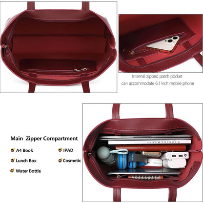 Damen PU Leder Henkeltasche mit Reißverschluss und