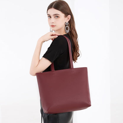 Damen PU Leder Henkeltasche mit Reißverschluss und
