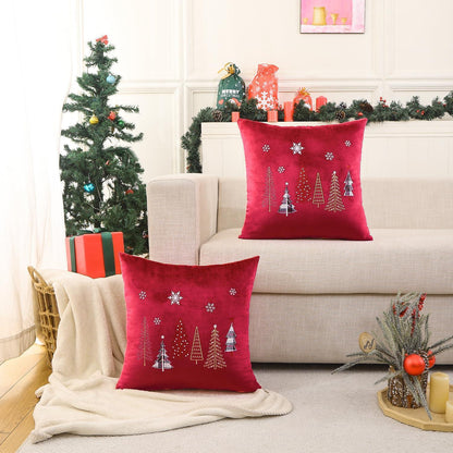 Weihnachtliche Kissenbezüge 60x60 cm - Rot mit Weihnachtsbaum