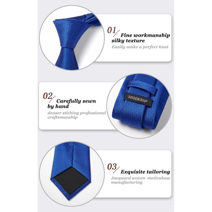 Herren Krawatten-Set mit Einstecktuch und Manschettenknöpfen Blau