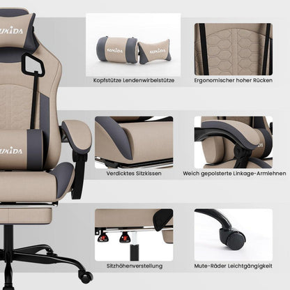 Ergonomischer Gaming-Stuhl mit Fußstütze