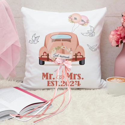 Hochzeitsgeschenk Kissenbezug 45x45 mit 3 Taschen Geldgeschenk