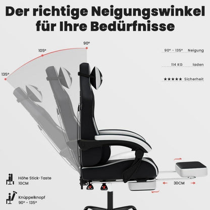 SUKIDA Gaming Stuhl Racing Chair mit Fußstütze Schwarz