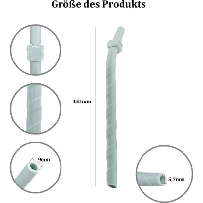 Silikon Strohhalme Wiederverwendbar - 10er Set mit Reinigungsbürste