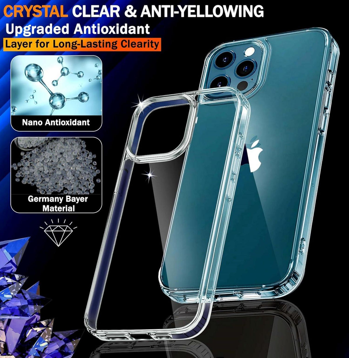 Schutzhülle für iPhone 12 Pro 6,1 Zoll, Stoßfest & Anti-Kratz, 3