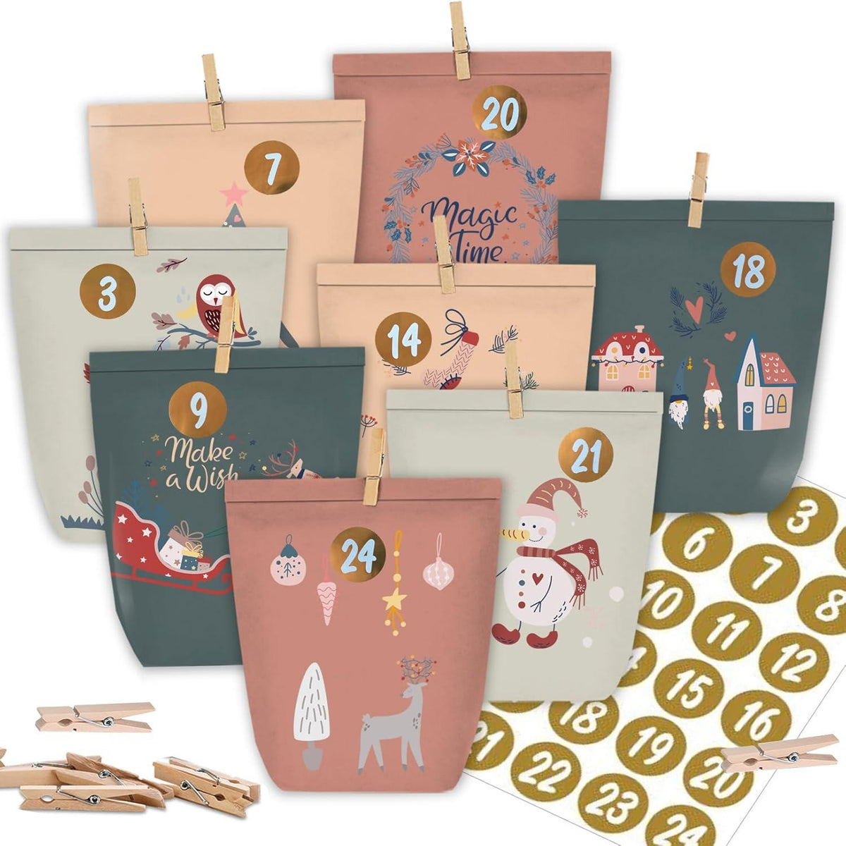 Adventskalender zum Befüllen 24 Weihnachtstüten Selbst Basteln