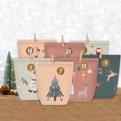 Adventskalender Kraftpapiertüten 24 Weihnachtstüten