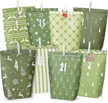 Adventskalender Tüten selbst befüllen grüner Stil