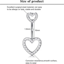 3stk LAURITAMI Bauchnabelpiercing Herz Edelstahl CZ 14G 10mm