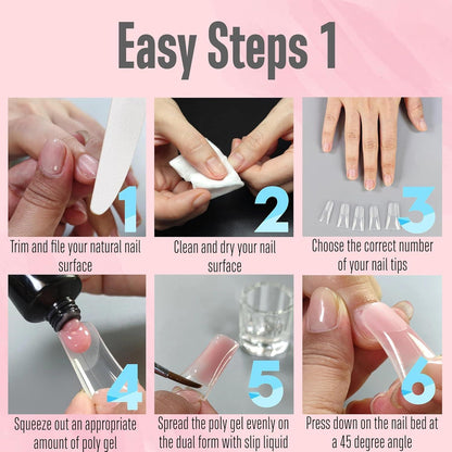 Duck Nail Dual Forms – 240 Stück, 12 Größen für Polygel