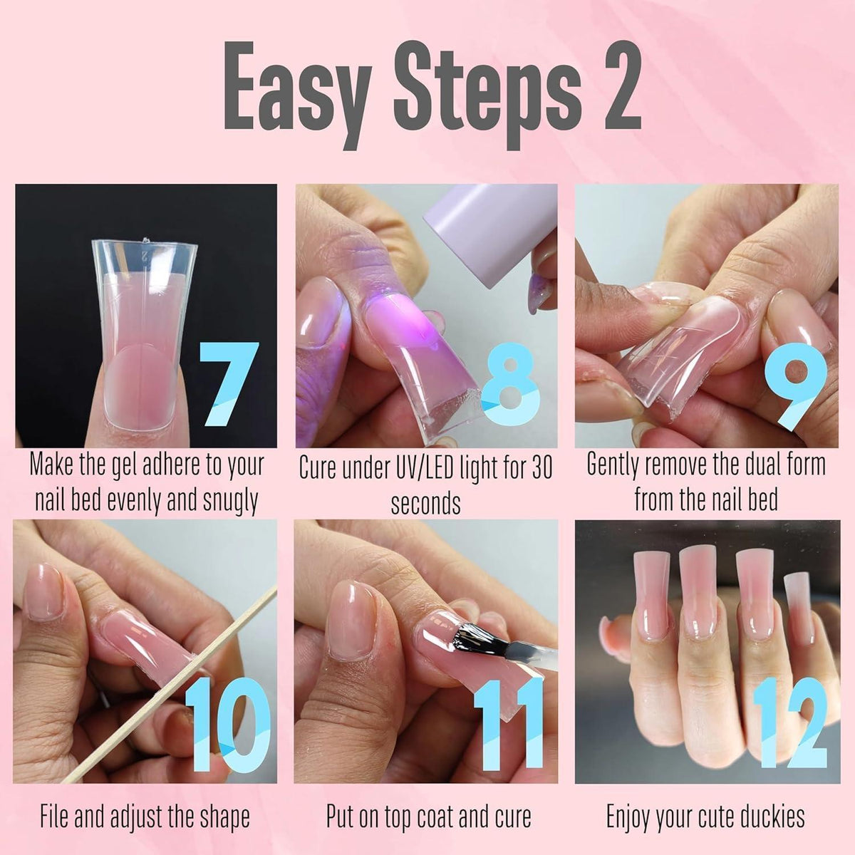 Duck Nail Dual Forms – 240 Stück, 12 Größen für Polygel