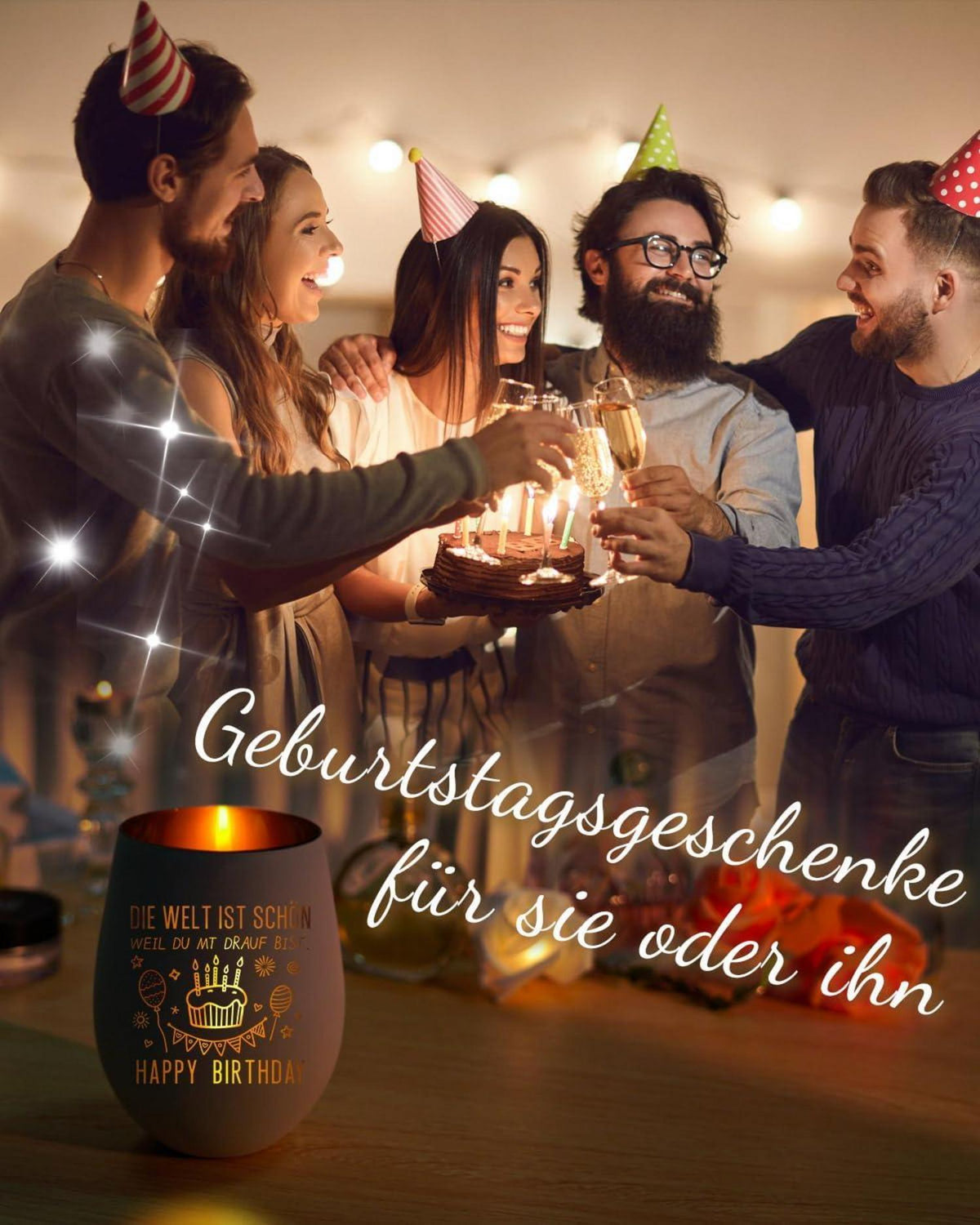 Geburtstagsgeschenk Windlicht mit Gravur für Frauen