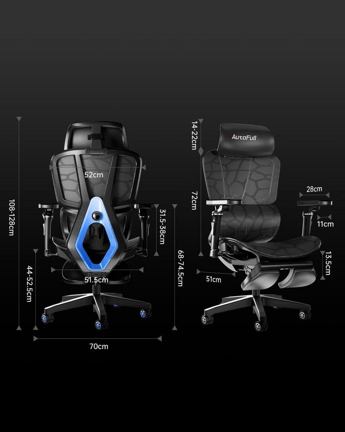 Ergonomischer Bürostuhl mit 6D-Lendenstütze & Netzrücken