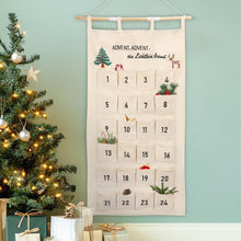 Stoff Adventskalender zum Befüllen mit 24 Taschen, bestickt