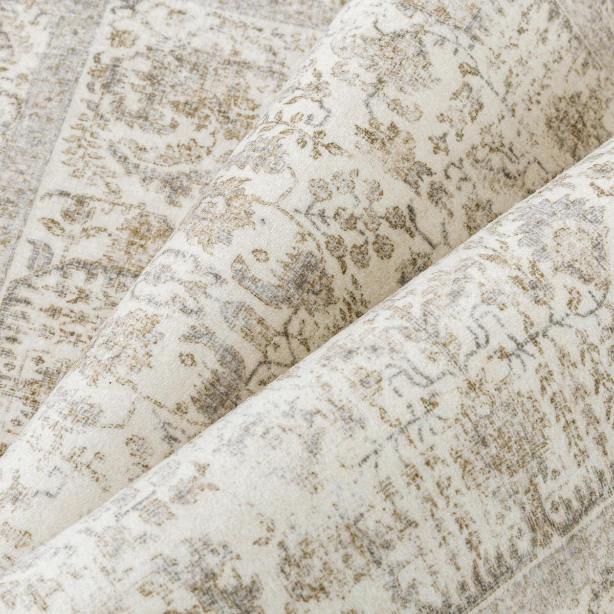 Vintage Teppich Taupe 240x300cm Waschbar Wohnzimmer Teppich