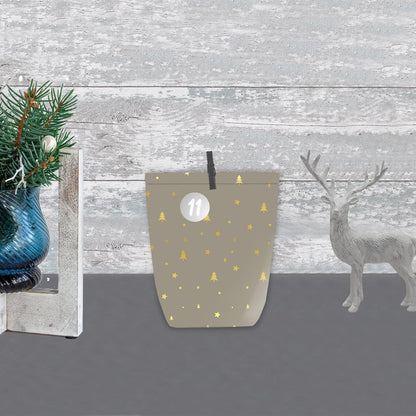 Adventskalendertüten 24-teiliger Weihnachtskalender DIY grün golden