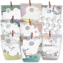 Adventskalender Papierbeuteln zum Befüllen Weihnachten 1-24 Grün