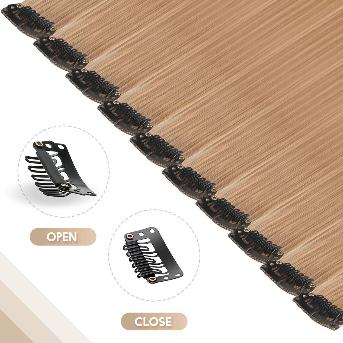 Farbenfrohe Haarverlängerung Braun Blond Clip-In 55cm