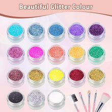 Glitzer Tattoo Set für Kinder mit 18 Farben und Schablonen