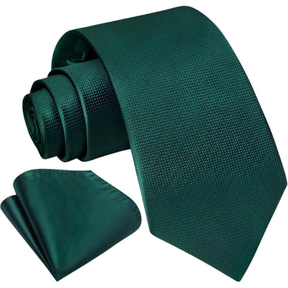 Herren Krawatten Set mit Einstecktuch, Klassisch Grün