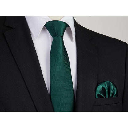 Herren Krawatten Set mit Einstecktuch, Klassisch Grün
