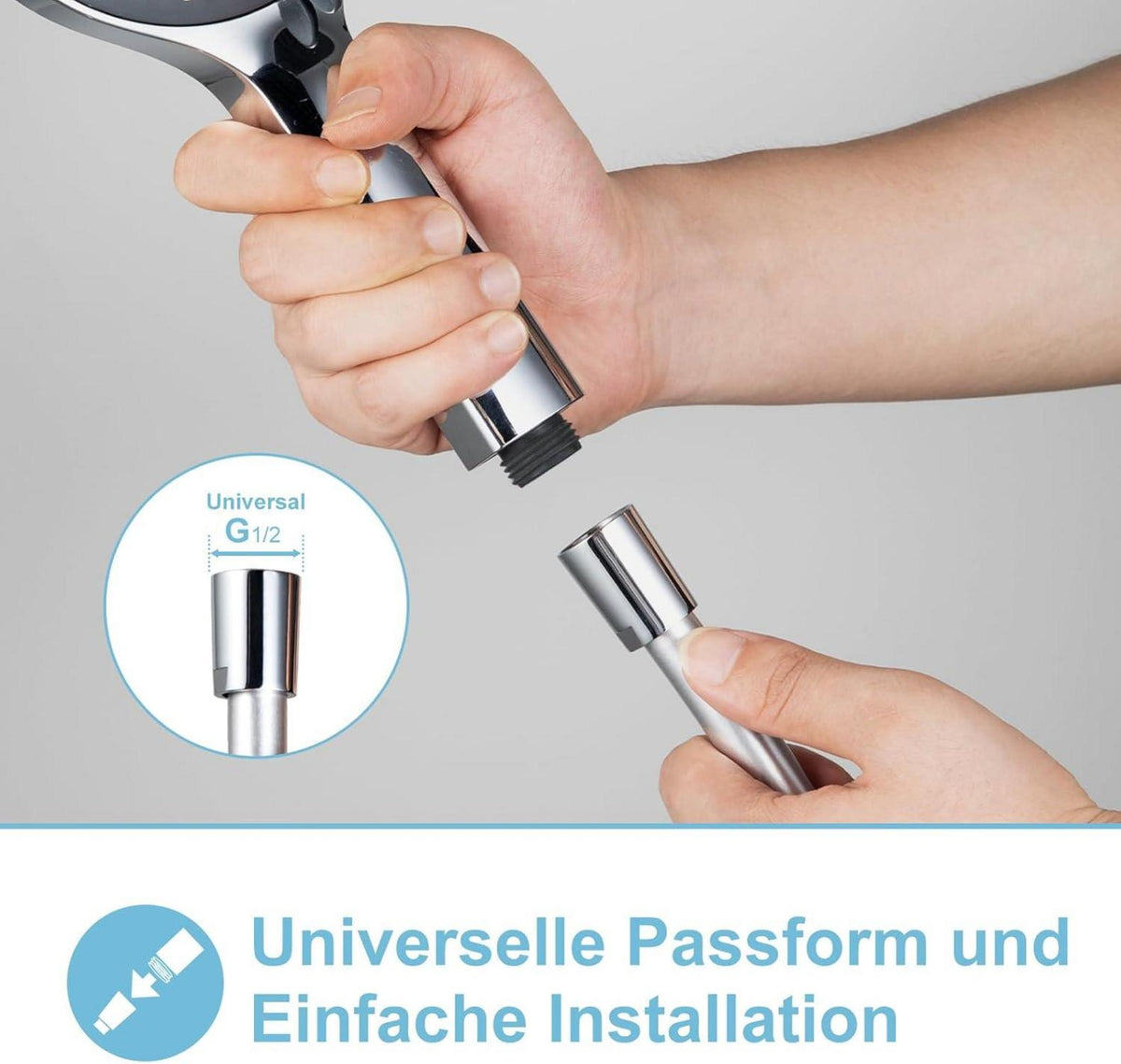 Hochwertiger PVC Duschschlauch 2m Silber für Badarmaturen