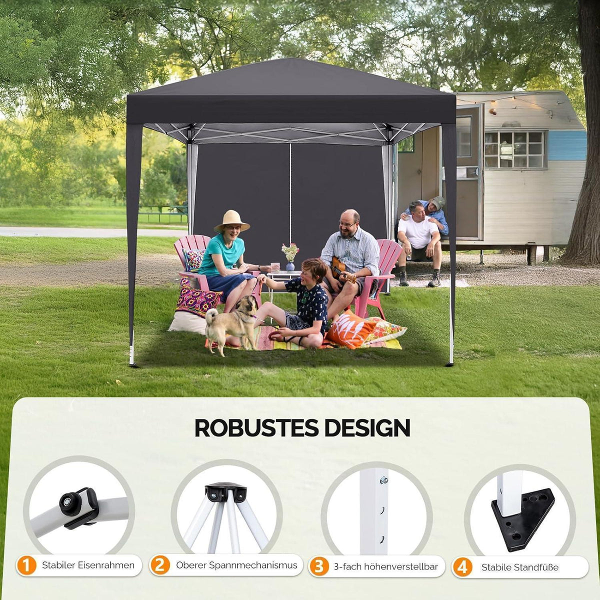 Faltpavillon 3x3m – Höhenverstellbar & Wasserdicht mit Zubehör