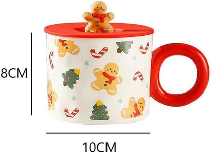 YDoLimmer Keramik Weihnachtstasse mit Deckel 420ML für