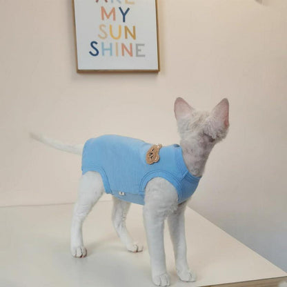 Katzen Body nach OP Sphynx Katze Bauchschutz Tshirt Blau M