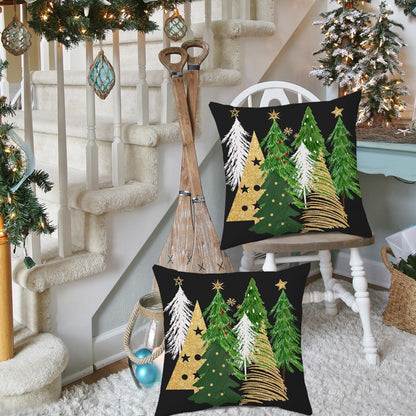 Weihnachtliche Kissenbezüge 60x60 cm - 2er Set mit Weihnachtsbaum