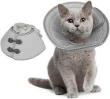 Katzen Halskrause Weich Leichtgewicht Leckschutz Grau M
