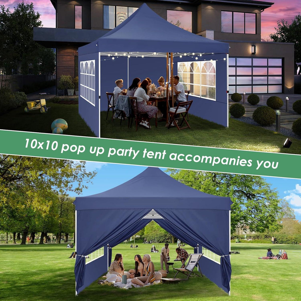 COBIZI Faltpavillon 3x3m Wasserdicht Stabil Winterfest mit 4 Seitenwänden Marineblau