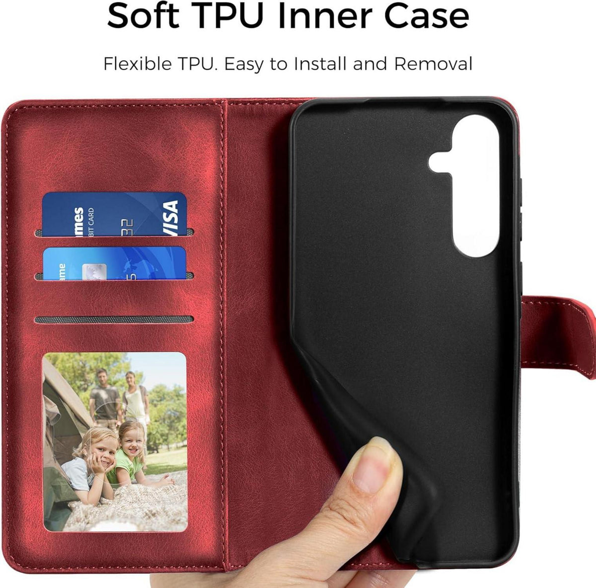 Samsung Galaxy A54 5G Lederhülle Flip Wallet Case - Rot