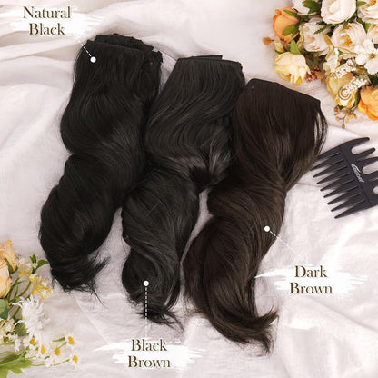 Clip in Haarverlängerungen Wellige 30cm Schwarz 6PCs Haarteile