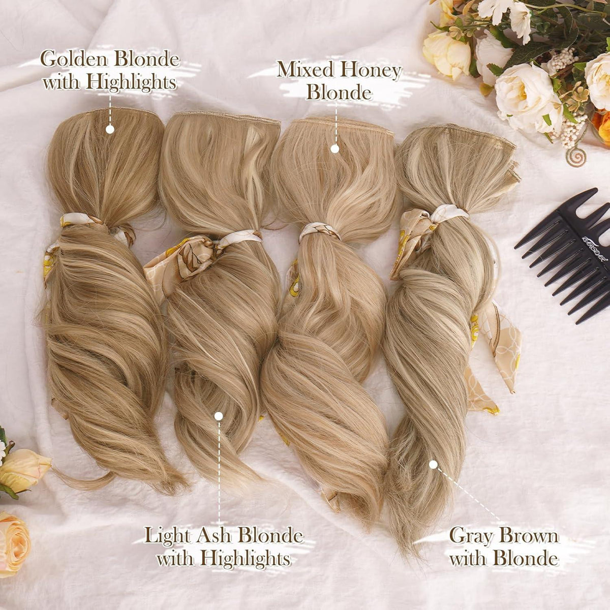 Clip in Extensions Wellige Haarverlängerungen 6 Stück 30cm Goldblond