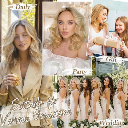 Blonde Clip-in Haarverlängerung 30cm - Wellig 6PCs - Dickes Volumen - Hell