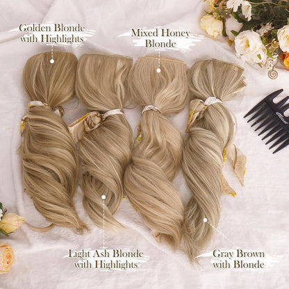 Clip in Extensions Blond 30cm Kurzes Wellige Haarverlängerungen 6PCs