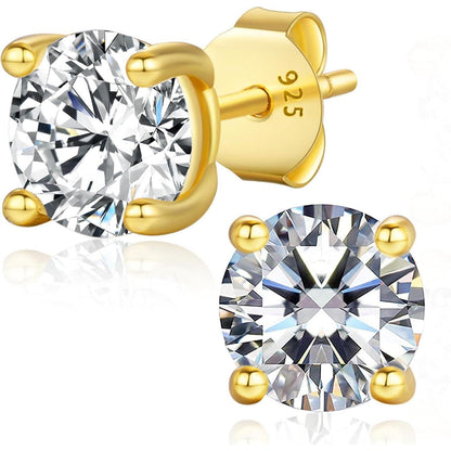 Moissanit Ohrstecker Silber 925, 14K Gold Plattiert, 1 Karat