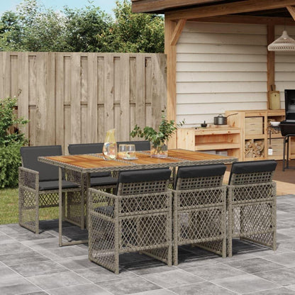 Garten Essgruppe 7-teilig mit Kissen, Grau