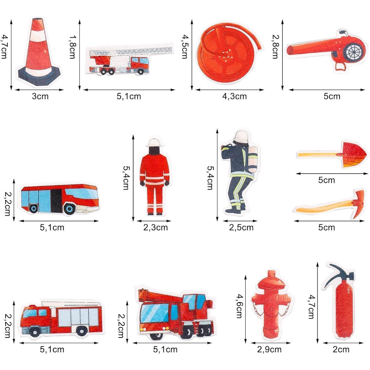 Essbare Feuerwehr Tortendeko 80 Stück für Kindergeburtstag