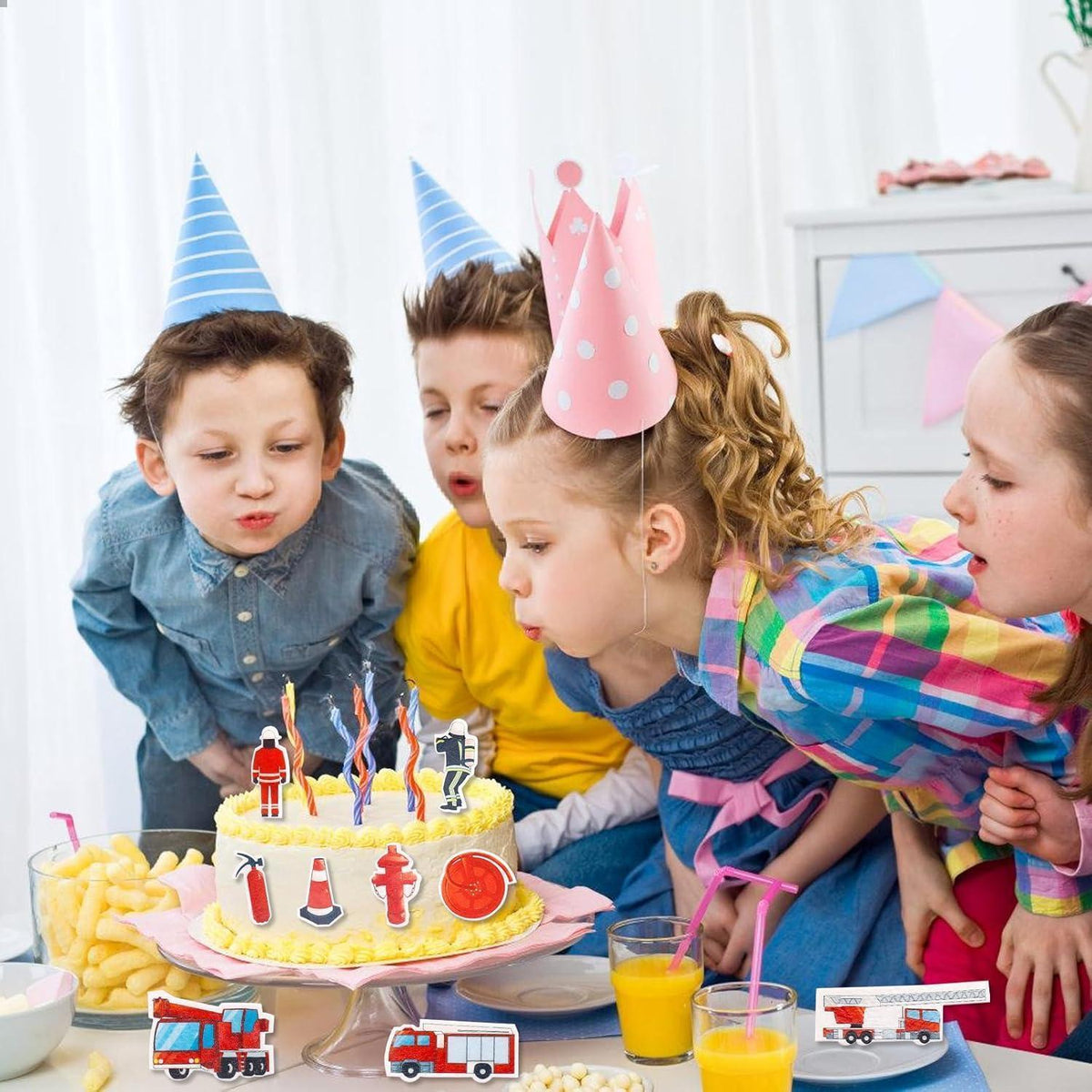 Essbare Feuerwehr Tortendeko 80 Stück für Kindergeburtstag