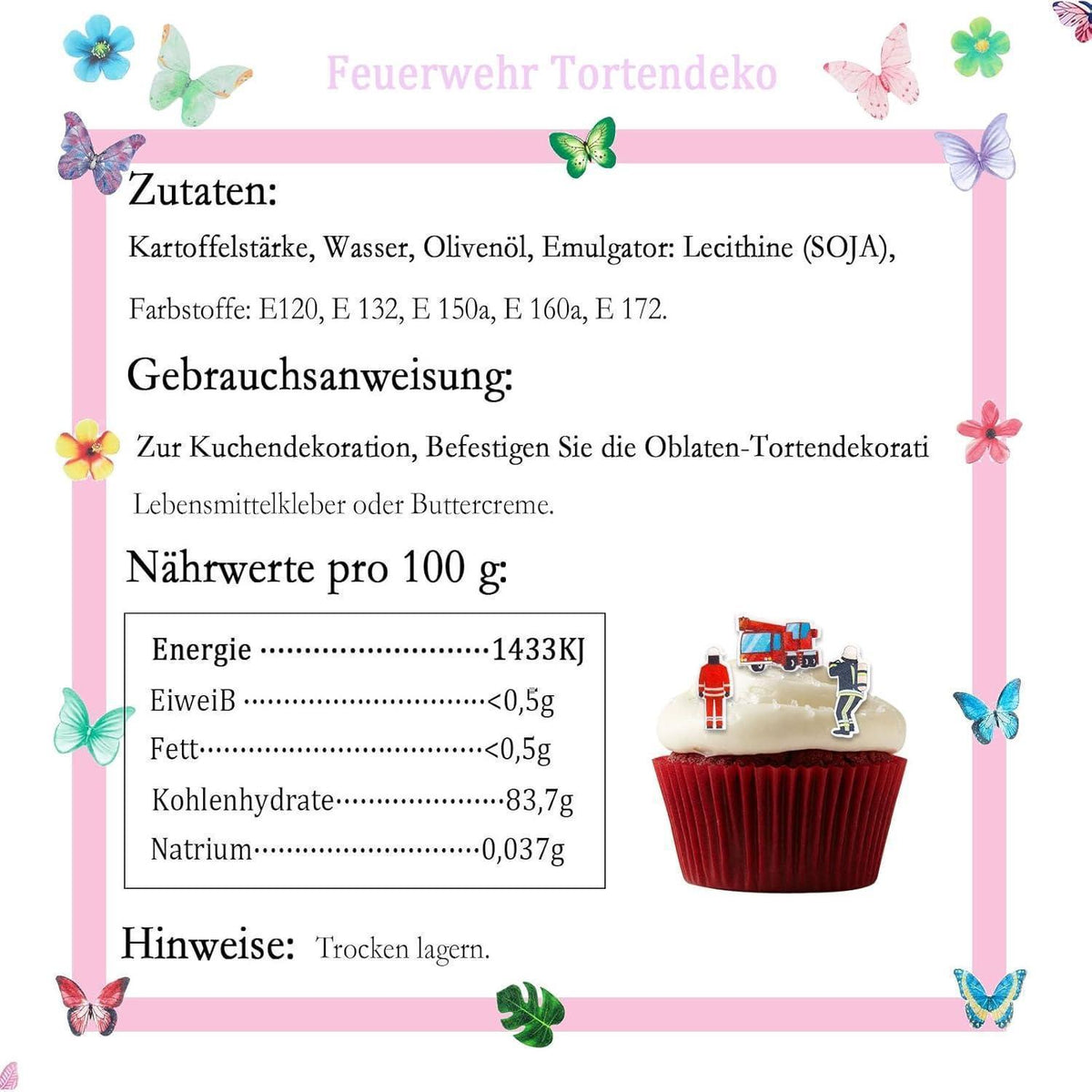 Essbare Feuerwehr Tortendeko 80 Stück für Kindergeburtstag