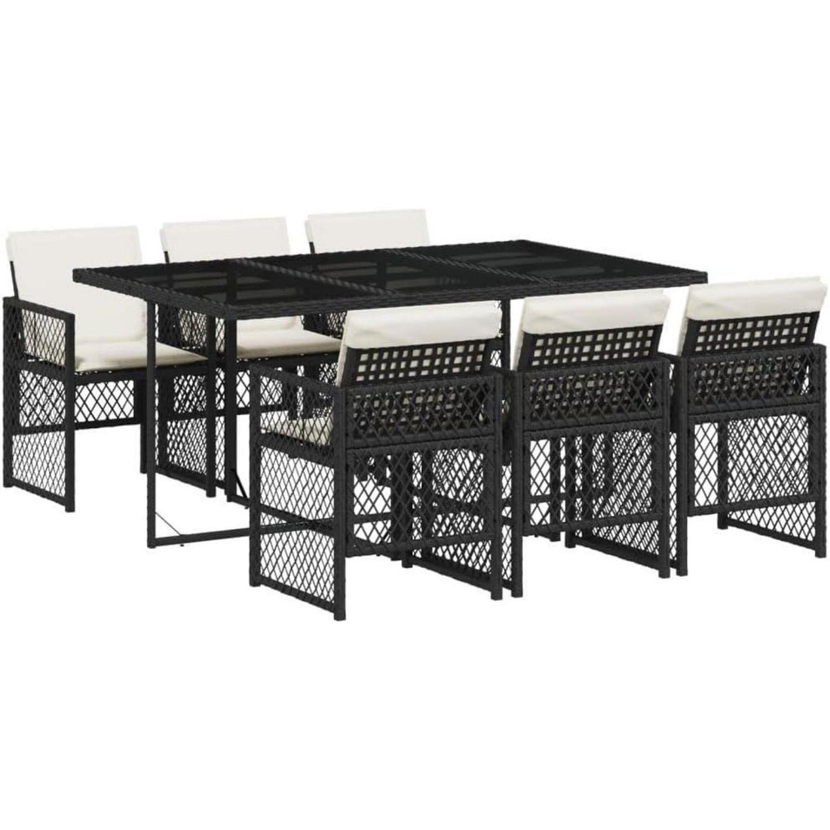 Garten Essgruppe 7-teilig mit Kissen, klappbar