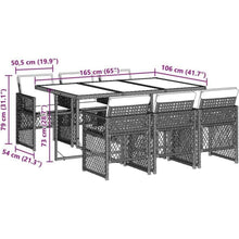 Garten Essgruppe 7-TLG. Poly Rattan mit Kissen, Schwarz/Creme