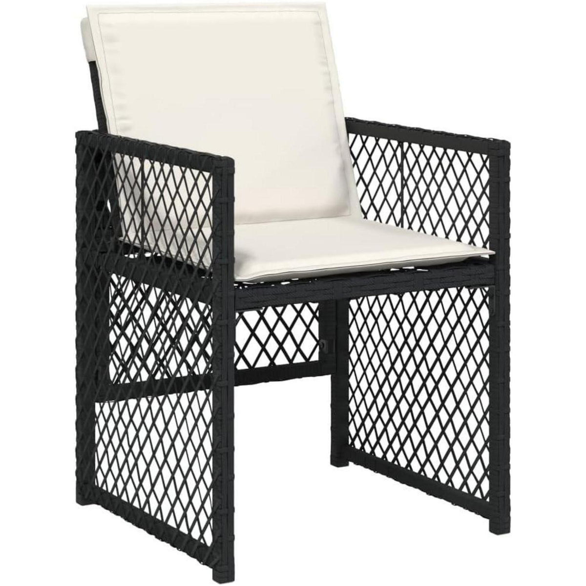 Garten Essgruppe 7-TLG. Poly Rattan mit Kissen, Schwarz/Creme