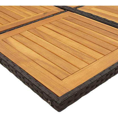 Garten Essgruppe 7-TLG. Poly Rattan mit Kissen, Schwarz/Creme