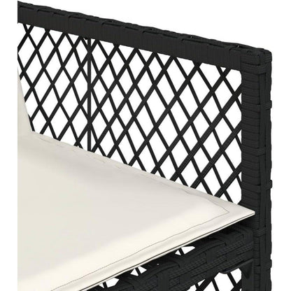 Garten Essgruppe 7-TLG. Poly Rattan mit Kissen, Schwarz/Creme