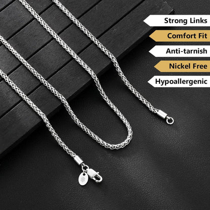 Goldkette dünne Weizenkette 3mm Edelstahl beschichtet 61cm