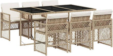 Garten Essgruppe 7-TLG. mit Kissen, Poly Rattan Beige