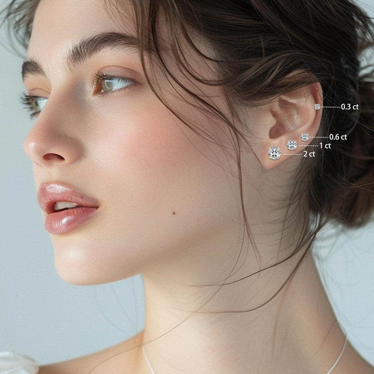 Moissanit Ohrringe 925 Silber 14K Gold Plattiert 2 Karat
